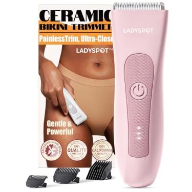 Imagem de Aparadores de cabelo LADYSPOT, com 3 protetores e cabeças de lâmina de cerâmica substituíveis, conjuntos de kit de barbeador de cabelo LADYSPOT (versão feminina-rosa)