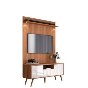 Imagem de Rack River Com Painel Led - Efeito Ripado Para Até 70`` 2 Portas E 1 Gaveta - Lukaliam Móveis Jequitiba-off White Jequitiba-off White