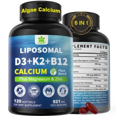 Imagem de Suplemento LILICARE 6 em 1 de cálcio à base de plantas 600 mg com D3 K