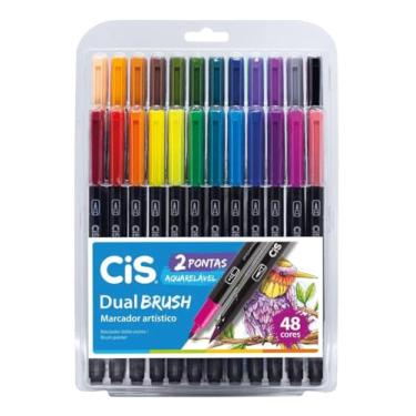 Imagem de Marcador Artístico Aquarelável Dual Brush, CIS, Estojo c/48 unidades