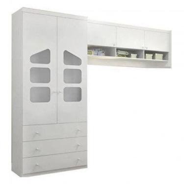 Imagem de Roupeiro 2 Portas Eloisa 100% MDF + Armário Aéreo Módulo para Quarto I