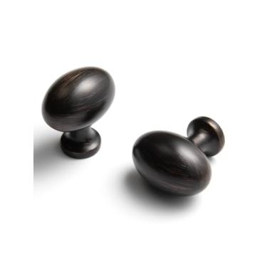 Imagem de BEILEIOU Puxadores ovais de bronze polido a óleo, liga de zinco para puxadores de gaveta para guarda-roupa de cômoda (5, bronze polido a óleo, puxador de ovo)