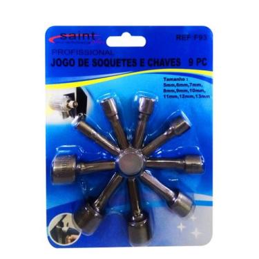 Imagem de JOGO DE chave soquete SEXTAVADO aço com 9 peças - PEN TECH