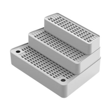 Imagem de Gralara Rampa para Caixa de Areia Automática para Gatos, Escada para Areia de Gato, Almofada Lavável, Removível com Estribo, 3 Degraus para Gatos Pequenos em, Cinza Claro