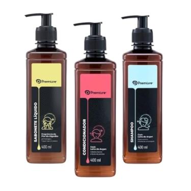 Imagem de Kit Banho Shampoo Condicionador Sabonete Líquido 400ml Limpa Hidrata Hidratação Ressecamento Cabelo Mãos Corpo Pele Sensível