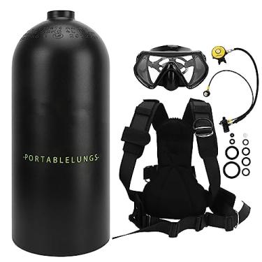 Imagem de GLOGLOW Cilindro de oxigênio, kit de mergulho de alumínio de aviação de alta dureza para exploração subaquática (preto)