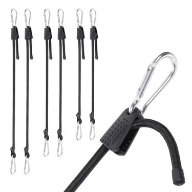 Imagem de Strgenie Cordões elásticos ajustáveis com ganchos, cordões elásticos resistentes com clipes, mosquetão, cordas elásticas para atividades ao ar livre, (6, preto, 45,7 cm + 91,4 cm + 122 cm)