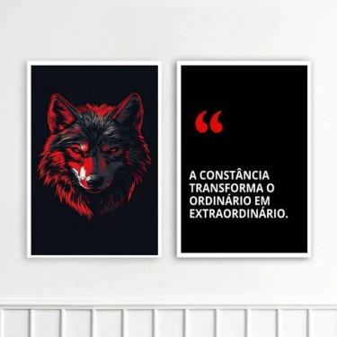 Imagem de Kit 2 Quadros Motivacionais Constância - Lobo 24X18Cm