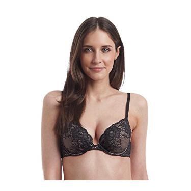 Imagem de Maidenform Sutiã push-up de renda Ultimate, Preto/bege, 32A