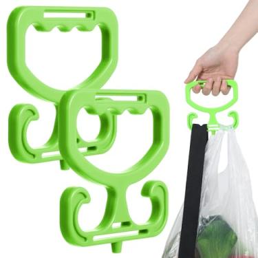 Imagem de Ouligay 2 peças de bolsa de supermercado alça de transporte resistente suporte de sacola de compras confortável para carregar sacolas de compras sacos de supermercado baldes verde comporta 45 kg
