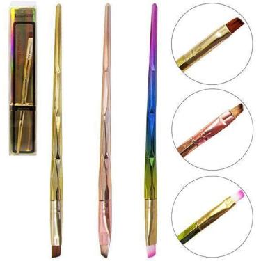 Imagem de Pincel Para Make Cerda Diagonal Colors Profissional 17Cm