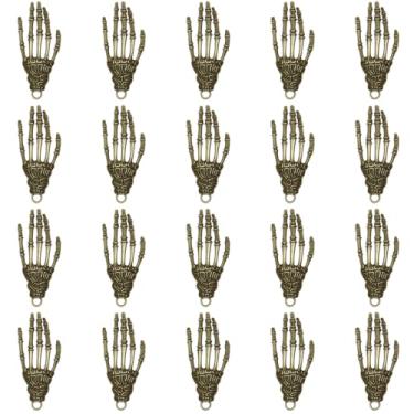 Imagem de Shapenty Acessórios de garra de mão de caveira de esqueleto de metal punk garra de osso de terror para decoração de festa de Halloween projeto de artesanato colar pingente brincos chaveiro fabricação