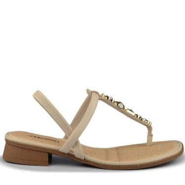 Imagem de Sandália Salto Baixo Mississipi Feminino MF360, 36, Creme