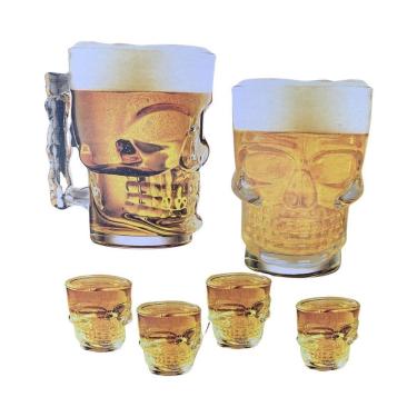 Imagem de Conjunto De 2 Canecas Caveira E 4 Copos Caveira Shot