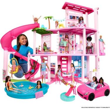 Imagem de Mansão da Barbie Casa dos Sonhos Grande com Móveis e Piscina Brinquedo