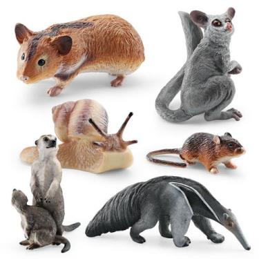 Imagem de Mini conjunto de estatuetas de animais selvagens, 6 peças de bonecos d