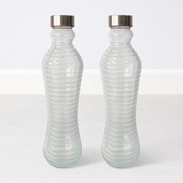 Imagem de Kit 2 Garrafas De Vidro 1 Litro Com Tampa Inox Resistente - Futuro Cas