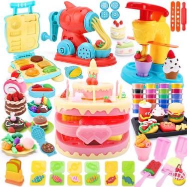 Imagem de Conjunto de criações de cozinha Playset Crelloci 4 em 1 Color Dough