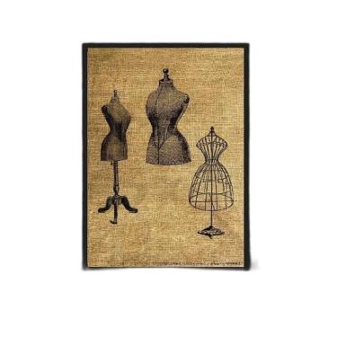Imagem de Quadro Modelos Manequim De Costura 24X18Cm Moldura Preta