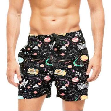 Imagem de Short Praia Shorts Banho Calção Pets Astronauta 807 - smoke, Preto, M 