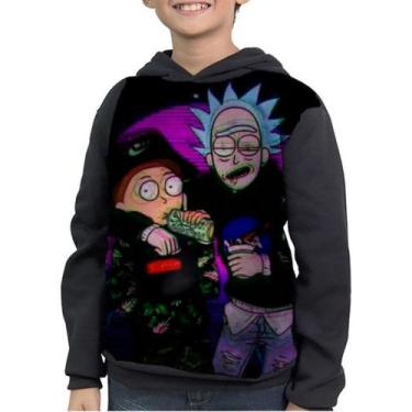 Imagem de Moletom Infantil Rick And Morty Psicodélico Fanart - smoke, Preto, 10