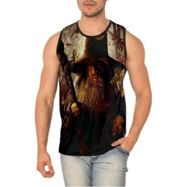 Imagem de Regata Masculina Senhor Dos Anéis Mago Gandalf 729 - smoke, Preto, XG