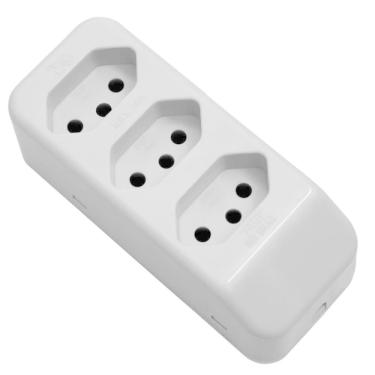 Imagem de Tomada Móvel Múltipla 2p+t 10a 250 Volts Tripla Cinza - 2700 - Fame Tomada Padrao 2p+t Tripla 10a Cinza Fame 2700