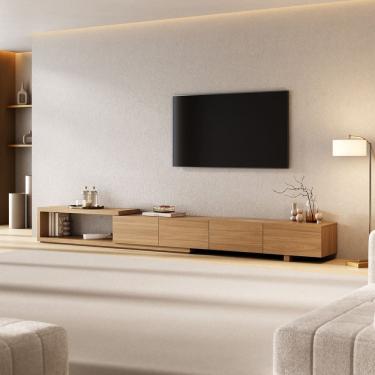 Imagem de Rack para Tv até 75 Polegadas Extensível de 214cm a 304cm Aruá Cabecasa Madeiramadeira Jatoba