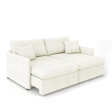 Imagem de Sofá Retrátil Reclinável 3 Lugares 194cm Maili Bouclê Bege K01 - D'Rossi