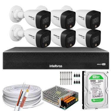 Imagem de Kit 6 Câmeras Intelbras Cftv 1080p Full Color Colorida Noite C/HD 500GB