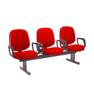 Imagem de Cadeira para Igrejas Evangélicas em Longarina com 03 lugares Linha Blenda Vermelho