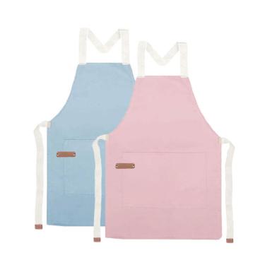 Imagem de Avental Rosa e Azul Algodao Confeitaria Padaria Doceria 2un