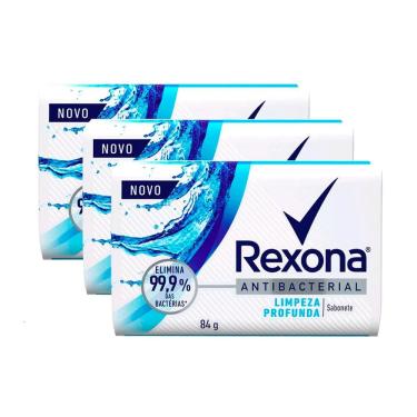 Imagem de Kit 3 Sabonete em Barra Rexona Antibacterial Limpeza Profunda Elimina 99% das Bactérias 84g