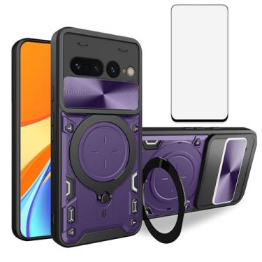 Imagem de Asuwish Capa de celular para câmera deslizante Google Pixel 7 Pro 5G, capa magnética com protetor de tela de vidro temperado e suporte de anel, acessórios híbridos para celular Pixel7Pro Pixel7 XL
