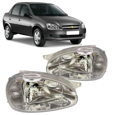 Imagem de Par Farol Corsa Classic 2003 á 2010 Cromado Lente Vidro