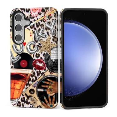 Imagem de MQJCYB Capa para Samsung Galaxy S23 FE, híbrida, resistente, 2 em 1, proteção robusta à prova de choque, capa brilhante para Samsung Galaxy S23 FE Retro 8 bolas disco colagem