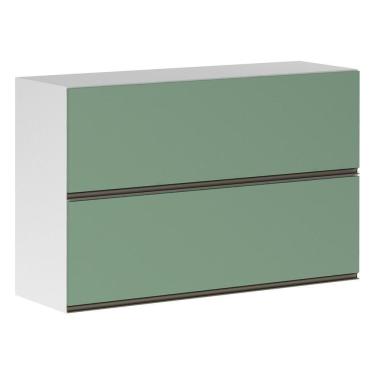 Imagem de Armário Basculante Duplo 120cm 2 Portas Branco Polar C/Verde