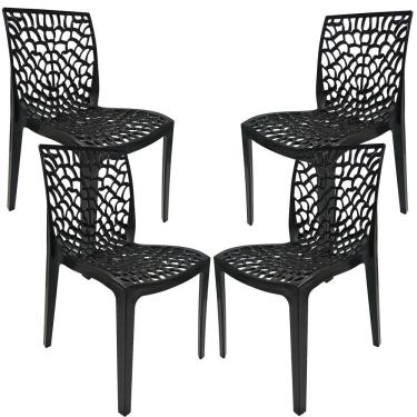 Imagem de Kit 04 Cadeiras Decorativas Sala de Jantar Gruvyer F03 Preto - Lyam Decor