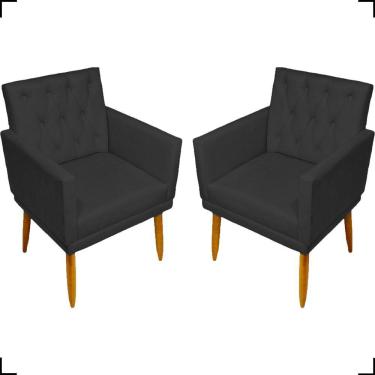 Imagem de Kit 2 Poltronas Decorativa Para Sala Recepção Nina Capitonê Suede Cores Pé Palito