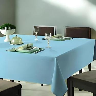 Imagem de Toalha de Mesa Oxford Decorativa Retangular e Redonda 100% Poliéster para Sala de Jantar e Cozinha (Azul,1,40 x 3,00-10 cadeiras)