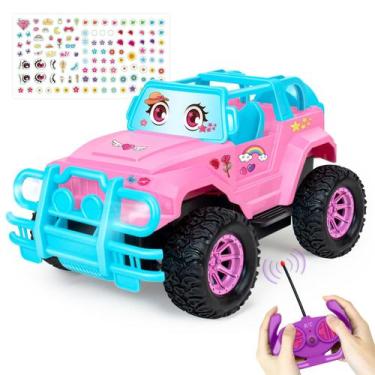 Imagem de Carro de controle remoto Ynanimery Pink Barb RC Truck escala 1:20