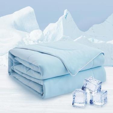 Imagem de Luxe Linen Edredom King Size refrescante, cobertor refrescante para dormir quente, Q-MAX≥ 0,47 cobertor azul de verão com enchimento Sorona leve e macio