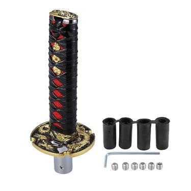 Imagem de X AUTOHAUX Alavanca de câmbio estilo espada samurai de 15 cm Katana Shift Knob padrão trançado clássico para manual automático no MT Shifter preto vermelho
