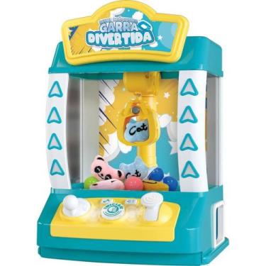 Imagem de Brinquedo Mini Máquina Garra Divertida Azul com LUZ, Som e 10 Peças - 