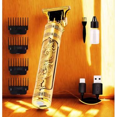 Imagem de Máquina Profissional Dragão Acabamento Sem Fio Cabelo Barba Pezinho Personalizada Com Limitador de Lamina Ajustável Recarregável 4 Pentes Óleo Escovinha Kit Conjunto Aparador Acabamento