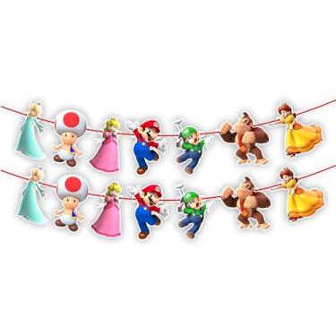 Imagem de Supr Mario Garland Decorations, 36 peças – Faixa suspensa vibrante para festas de aniversário, eventos temáticos, celebrações de jogos, cenários de parede, cabines de fotos e configurações de festa
