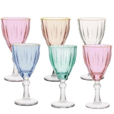 Imagem de Jogo Taças Dominic Borda Dourada Colorida 275ml 6pc Hauskraft