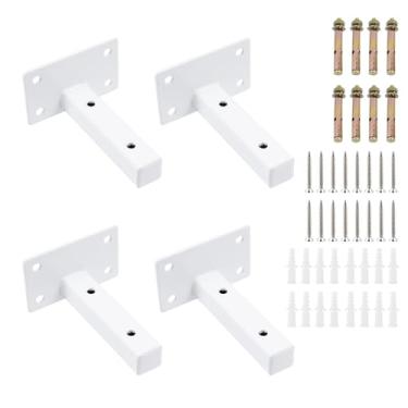 Imagem de Pastlla Pacote com 4 suportes de prateleira flutuantes, suporte de prateleira industrial resistente de 10 cm, suportes em T de montagem na parede para prateleiras, suportes de pendurar em tábua de