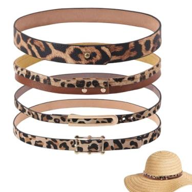 Imagem de CHGCRAFT 4 peças, 4 faixas de chapéu de caubói estilo faroeste, couro de poliuretano, substituição de cinto com fechos de liga de liga rancher, pulseira Fedora, faixas de cabeça de rodeio para homens