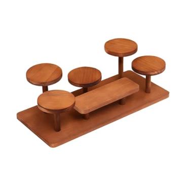 Imagem de APLVFFZH Expositor de Madeira com Vários Níveis, Organizador de Mesa para Produtos, Prateleira de Madeira para Exibição de Figuras E Ornamentos.